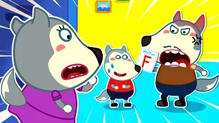 Don't Be Angry, Wolf Dad! Baby Wolf Will Become A Good Student! | Kids Cartoon | @mommywolf