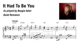 Beegie Adair - It Had To Be You - Transcription