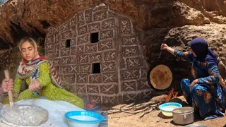 👨‍👩‍👦Life in the cave: cooking local bread by the women of the family🏠