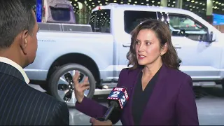 Governor Gretchen Whitmer talks Michigan-built electric vehicles at Detroit Auto Show