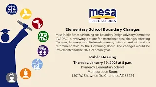 Elementary School Boundary Changes - Public Hearing at Pomeroy Elementary School