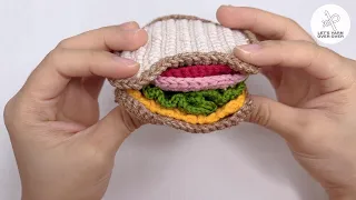 Crochet a Sandwich with Bread Toast, Lettuce, Slices of Cheese, Tomato & Meat | Crochet Play Food