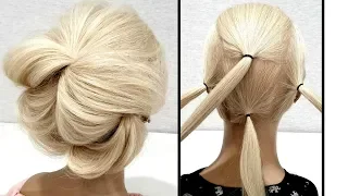 Быстрая Объемная вечерня прическа из резинок.Пошагово!Fast Volumetric Vespers hairdo. Step by step!