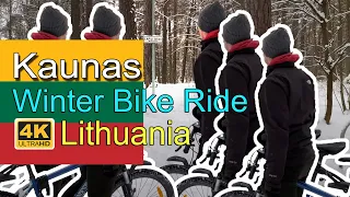 ⁴ᴷ⁶⁰ Kaunas City Bike Tour, Lithuania | Cycling in Lithuania 4k 60fps | Kaunas Winter Bike Ride 2022