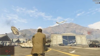 GTA 5 Just Cause 2: military base, fighter on the hook