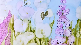Alcohol ink spring flowers
