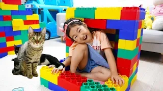 Boram et Chat Jouet coloré Jouent Dans Petite Maison à la maison