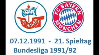 FC Hansa Rostock - FC Bayern München    Fußball Bundesliga 1991/92
