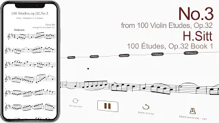 No.3 from 100 Violin Etudes, Op.32 | H.Sitt 【 Violin Sheet Music 】