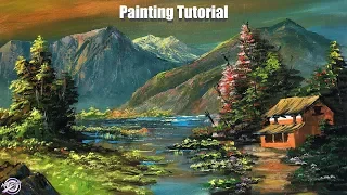 Beautiful Lakeside Scenery Painting | Acrylic Painting Tutorial | Mountain Landscape Painting | Art