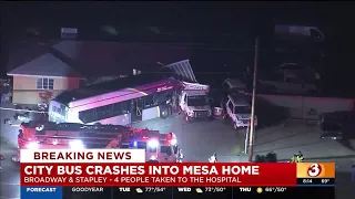 Valley Metro bus crashes into Mesa home while trying to avoid nearby accident