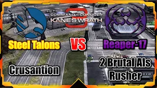 CNC 3 Kane's Wrath Steel Talons vs 2 Brutal AIs - Rusher (Reaper-17)