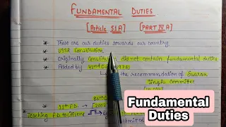 Fundamental Duties || lec.26 || Handwritten Notes || Indian Polity || An aspirant !