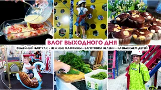 СЕМЕЙНЫЙ ЗАВТРАК🍳Книжные новинки📚Соня удивила😲Заготовила зелень❄️Шоколадные маффины🤤Парк Джунгли🎡