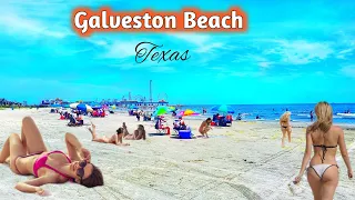 Walking in Galveston Beach and Seawall Boulevard Road in Galveston, Texas USA (South of Houston)