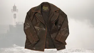 Nimitz Leather Pea coat brown Art. 130 - vintage-leder.com