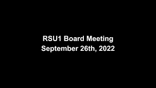 RSU1 Board Meeting, September 26th, 2022