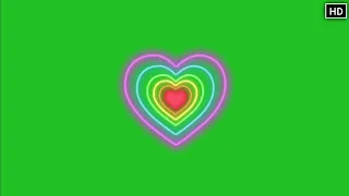 Neon Heart Animation Green Screen Effect Full HD Footage