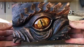 Smaugs Eye wood carving art project | A tribute to J.R.R Tolkien by Jonasolsenwoodcraft