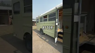 Before and After Skoolie Conversion #shorts #skoolie #skoolieconversion #shortbusconversion