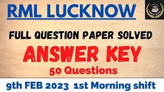 RML Lucknow Answer Key 2023 | RML Question Paper | #rmlstaffnurse #rmlhospitalnurse #rmllucknow