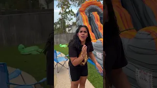 Dad surprises son with huge waterslide and mom gets mad #shorts