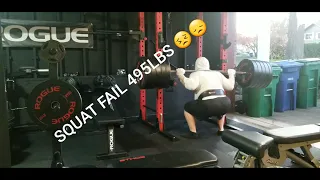 495lbs Squat Fail | Spotter Arms Saves The Day