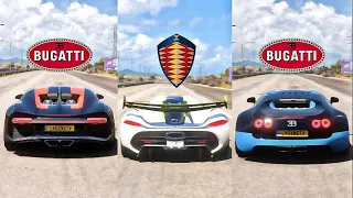 FH5 DRAG RACE! CHIRON Vs JESKO Vs VEYRON