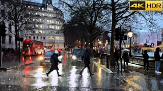 1 Hour of London Heavy Rain ☔️ Rain Walk Ambience [4K HDR]