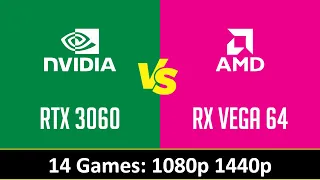 nVidia GeForce RTX 3060 vs AMD Radeon RX Vega 64 - Gaming 1080P 1440P (Ryzen 9 3950X)