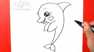 How to Draw a Cartoon Dolphin | Cute & Easy