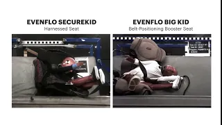 Evenflo Securekid (5pt harness) vs. Evenflo Big Kid Booster, Side Impact Crash Test