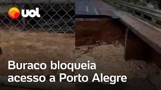 Porto Alegre: asfalto cede em avenida e interrompe principal acesso