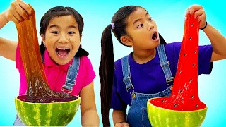 Jannie and Emma Pretend Play How to Make Slime for Kids