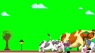 Cow Running Green Screen Animation | Cartoon Cow Stampede Green  Green Screen 🐄#@JPCartoon514