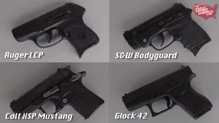 Ladies review the Glock 42, Colt XSP Mustang, S&W Bodyguard, & Ruger LCP