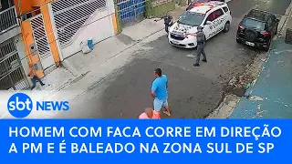 Homem com faca corre em direção a PM e é baleado na zona sul de SP