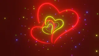 Neon Lights Love Heart Tunnel Abstract Moving Romantic Background / Неоновые обои сердца любовь