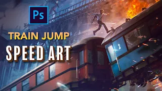 I Created a TRAIN JUMP in PHOTOSHOP - Photo Manipulation Speed Art