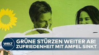 UMFRAGE IN DEUTSCHLAND: Grüne weiter im Sinkflug - Zufriedenheit mit Ampel schwindet