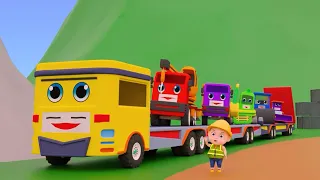 Head, Shoulders, Knees & Toes Dance Songs | Learn Vehicle Names, Color Change Construction Vehicle