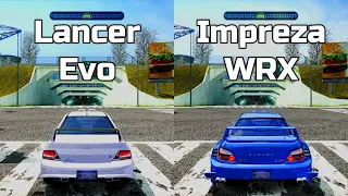 NFS Most Wanted: Mitsubishi Lancer Evo 8 vs Subaru Impreza WRX STI - Drag Race