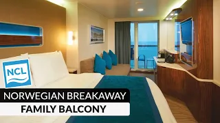 NCL Breakaway | Family Balcony Stateroom Walkthrough Tour & Review 4K | Norwegian Cruise Lines