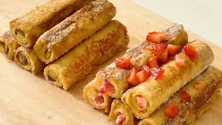 Nutella & Strawberry cream cheese french toast roll up