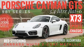 Porsche 981 Cayman GTS Carrara White Pearl with X73 Sport Chassis -20mm and PTV System For Sale UK