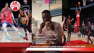 BOOSIE EATS A STRUGGLE BURGER WHILE WATCHING THE HAWKS GAME IG LIVE 1/13/24