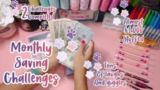 🌺🐾 Monthly Savings Challenges 🐾🌺 Almost $1,000 Cash Stuffed 🐾 2 Completed Challenges 🌺