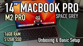 14" MacBook Pro M2 Pro (10-Core CPU, 16-Core GPU, 16GB Memory, 512GB SSD) - Unboxing & Basic Setup