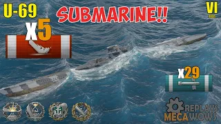 SUBMARINE U-69 5 Kills & 118k Damage | World of Warships Gameplay