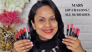 MARS Won't Budge Won't Smudge | Lip Crayons | All 16 Shades Swatches Without Makeup